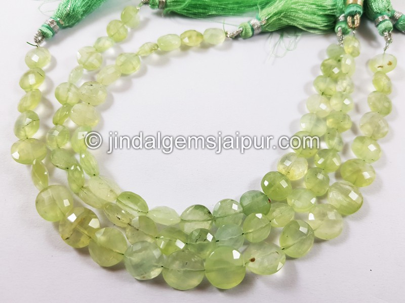 Prehnite Faceted Coin Beads